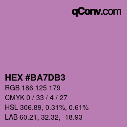 カラーコード: HEX #BA7DB3 | qconv.com