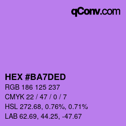 颜色代码: HEX #BA7DED | qconv.com
