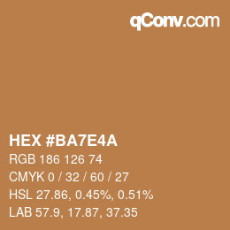Color code: HEX #BA7E4A | qconv.com