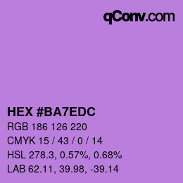 カラーコード: HEX #BA7EDC | qconv.com