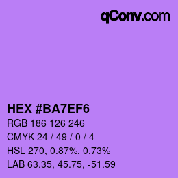 Color code: HEX #BA7EF6 | qconv.com