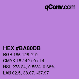 颜色代码: HEX #BA80DB | qconv.com