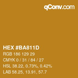 カラーコード: HEX #BA811D | qconv.com