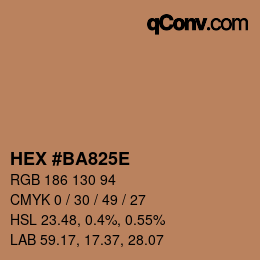 颜色代码: HEX #BA825E | qconv.com