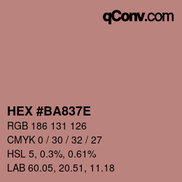 Color code: HEX #BA837E | qconv.com