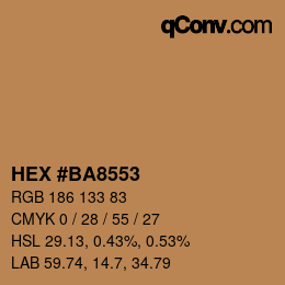 Color code: HEX #BA8553 | qconv.com