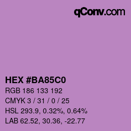 カラーコード: HEX #BA85C0 | qconv.com