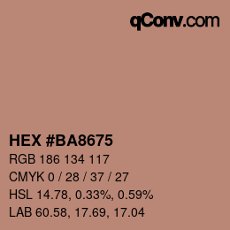 Farbcode: HEX #BA8675 | qconv.com