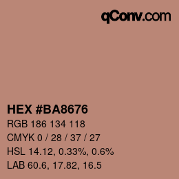 Color code: HEX #BA8676 | qconv.com