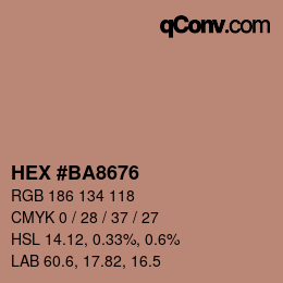 Código de color: HEX #BA8676 | qconv.com