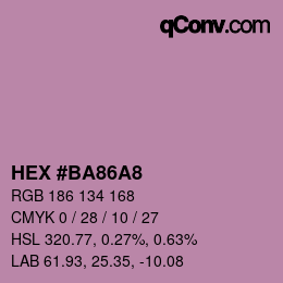カラーコード: HEX #BA86A8 | qconv.com