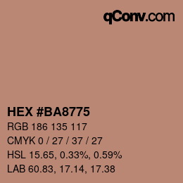 Farbcode: HEX #BA8775 | qconv.com