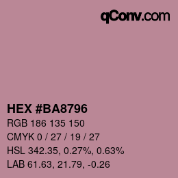 Farbcode: HEX #BA8796 | qconv.com