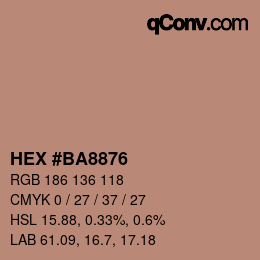 Farbcode: HEX #BA8876 | qconv.com