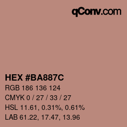 Color code: HEX #BA887C | qconv.com
