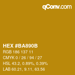 カラーコード: HEX #BA890B | qconv.com