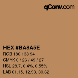 Color code: HEX #BA8A5E | qconv.com