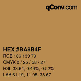 カラーコード: HEX #BA8B4F | qconv.com