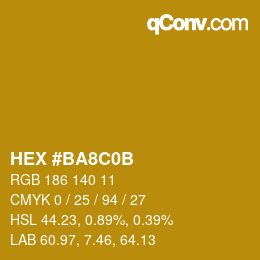 カラーコード: HEX #BA8C0B | qconv.com