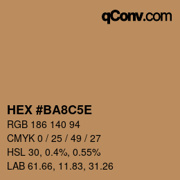 Código de color: HEX #BA8C5E | qconv.com