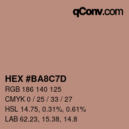 颜色代码: HEX #BA8C7D | qconv.com