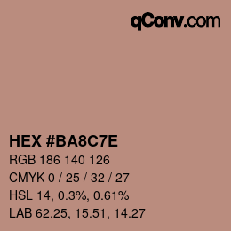 Código de color: HEX #BA8C7E | qconv.com