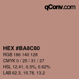 Color code: HEX #BA8C80 | qconv.com