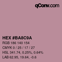 Color code: HEX #BA8C9A | qconv.com