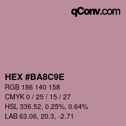 Color code: HEX #BA8C9E | qconv.com