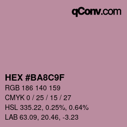 Farbcode: HEX #BA8C9F | qconv.com