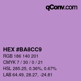 カラーコード: HEX #BA8CC9 | qconv.com