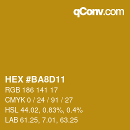 Color code: HEX #BA8D11 | qconv.com