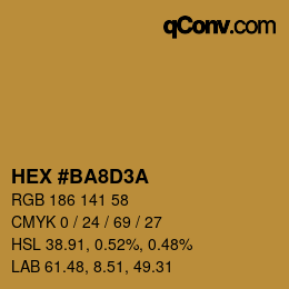 Color code: HEX #BA8D3A | qconv.com