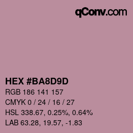 Color code: HEX #BA8D9D | qconv.com