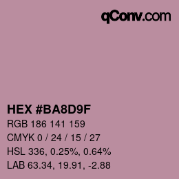 颜色代码: HEX #BA8D9F | qconv.com