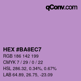 カラーコード: HEX #BA8EC7 | qconv.com