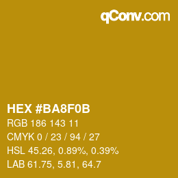 カラーコード: HEX #BA8F0B | qconv.com