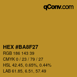 颜色代码: HEX #BA8F27 | qconv.com