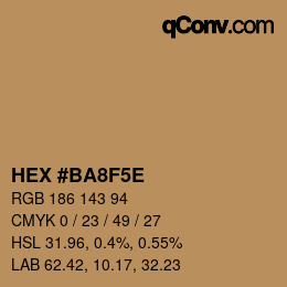 Color code: HEX #BA8F5E | qconv.com