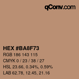 颜色代码: HEX #BA8F73 | qconv.com