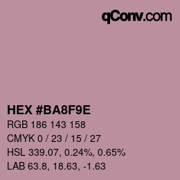 Color code: HEX #BA8F9E | qconv.com