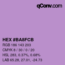 Color code: HEX #BA8FCB | qconv.com