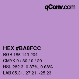 颜色代码: HEX #BA8FCC | qconv.com