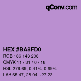 カラーコード: HEX #BA8FD0 | qconv.com