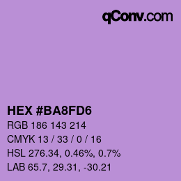 Color code: HEX #BA8FD6 | qconv.com