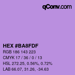 カラーコード: HEX #BA8FDF | qconv.com