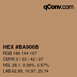 Color code: HEX #BA906B | qconv.com