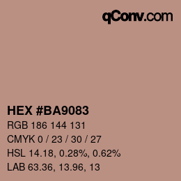 颜色代码: HEX #BA9083 | qconv.com
