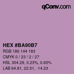 カラーコード: HEX #BA90B7 | qconv.com