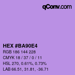 Código de color: HEX #BA90E4 | qconv.com
